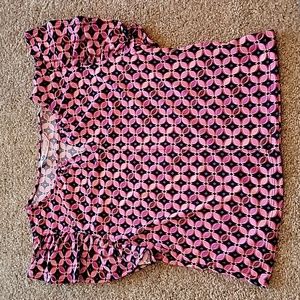 SO brand patterned ruffle sleeve top